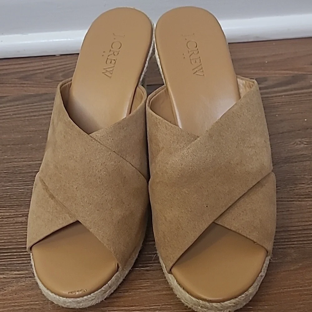 J. Crew Tan Espadrille Slip-On Shoes for women‎ used good condition zise 6.5